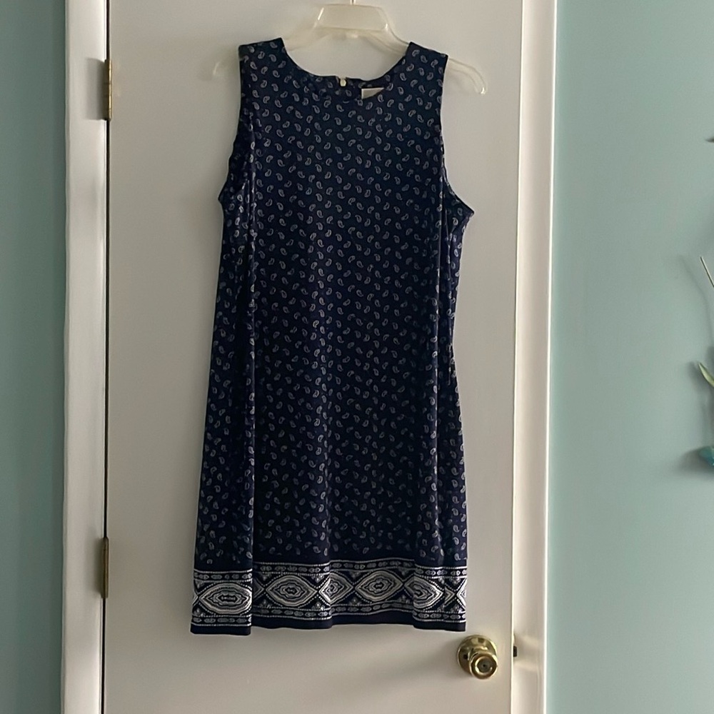 Pretty navy and paisley sun dress to wear all season